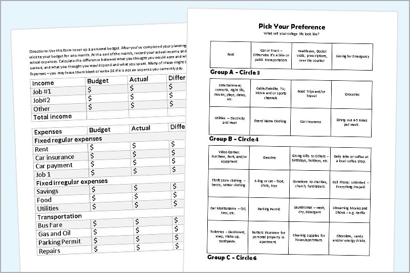 budget assignment middle school