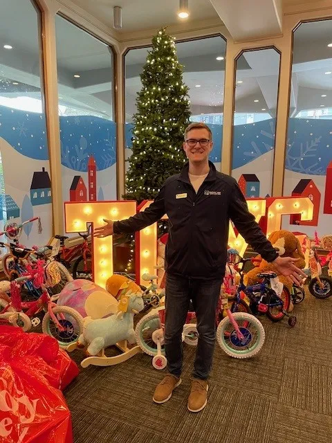 Dropping off toys at KGW